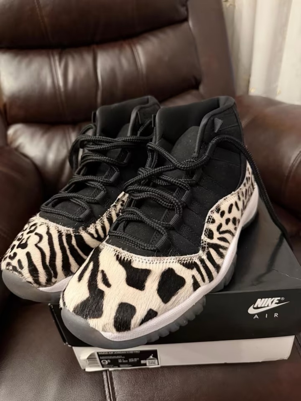 Kids Black and White Animal Print High-Top Sneakers